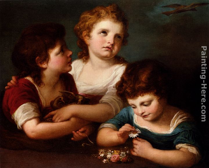 Children With A Bird's Nest And Flowers painting - Angelica Kauffmann Children With A Bird's Nest And Flowers art painting
